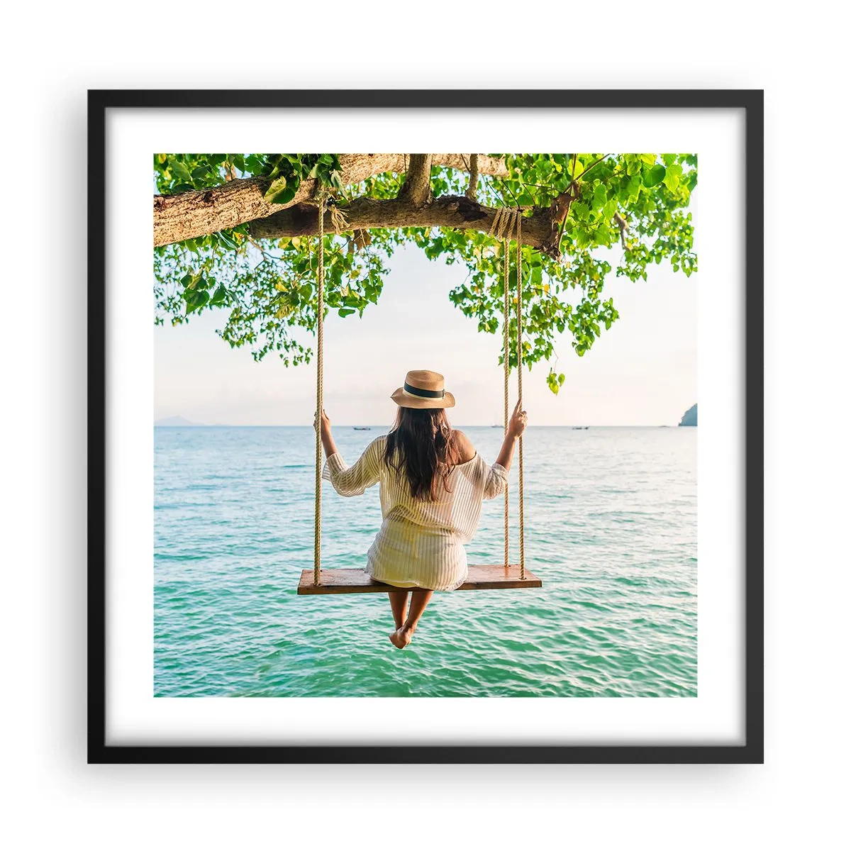 Affiche dans un cadre noir - Poster - La vie est belle - 50x50 cm