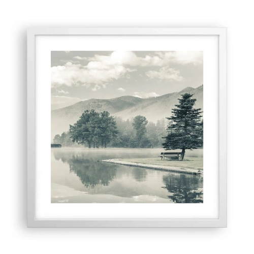 Affiche dans un cadre blanc - Poster - Le lac dort encore - 40x40 cm