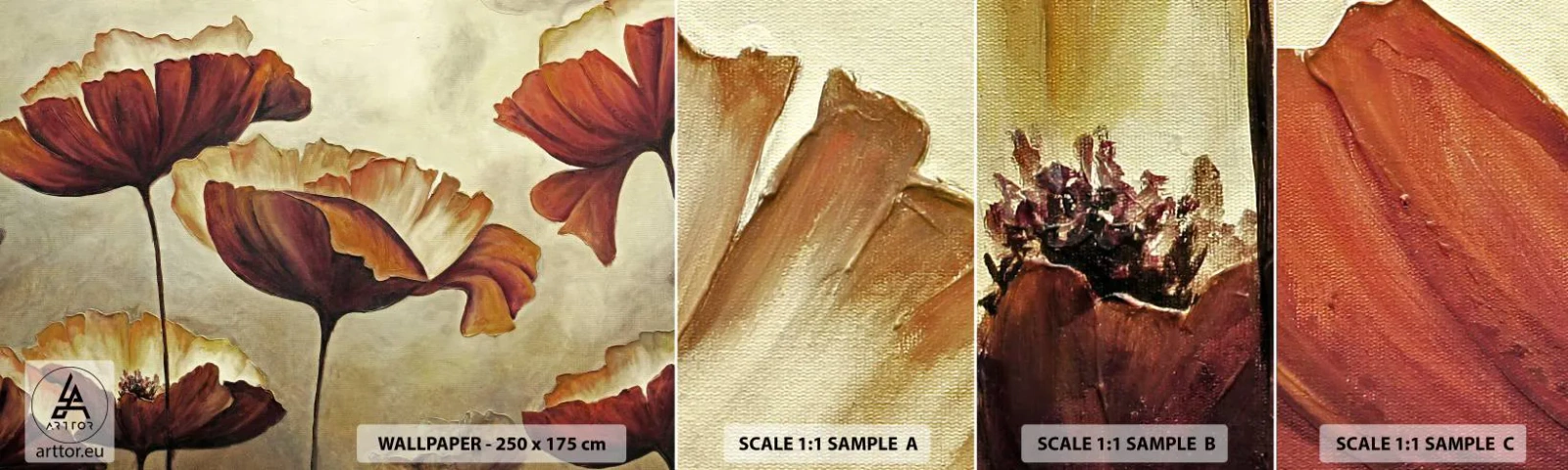 Échantillon de Papier Peint Autocollant Deluxe Sticker - À la lisière des champs - Abstraction, Fleur, Morceau - 100x30 cm