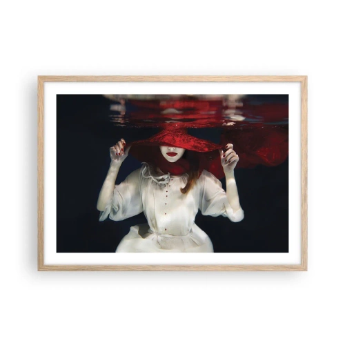 Affiche dans un chêne clair - Poster - Femme mystérieuse - 70x50 cm