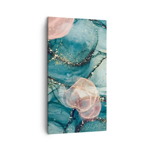 Impression sur toile - Image sur toile - Soie bleu, tulle rose - 45x80 cm