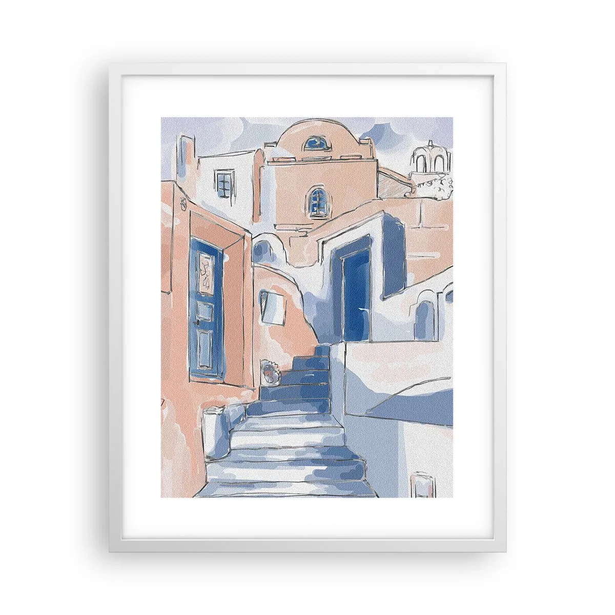 Affiche dans un cadre blanc - Poster - Ville exotique - 40x50 cm