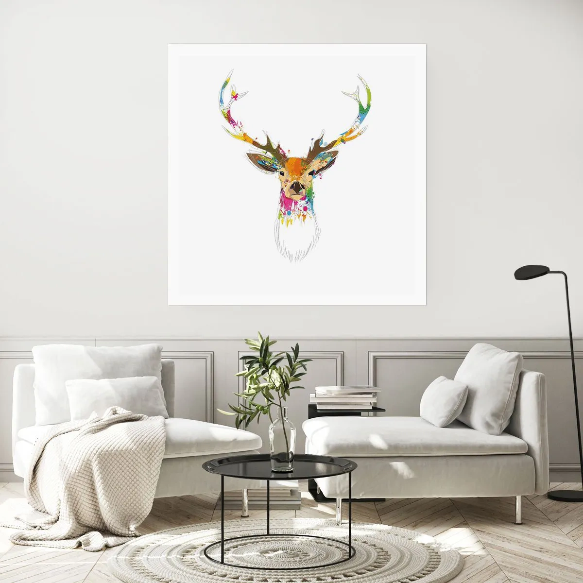 Affiche - Poster - Un cerf doux baigné de couleur - 30x30 cm