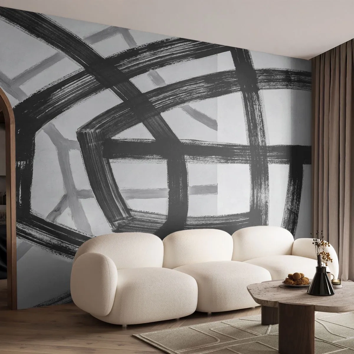 Papier Peint Photo Premium Sand - Profondeur du bâtiment - Tirets, Morceau, Moderne - 250x175 cm