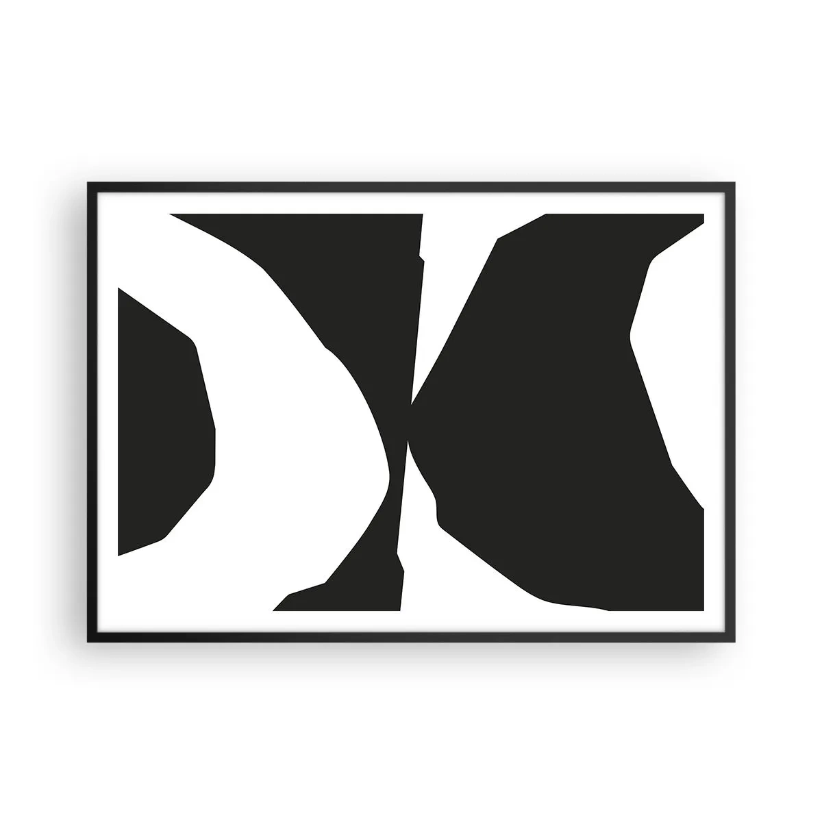 Affiche dans un cadre noir - Poster - Motif de contraste abstrait en noir et blanc - 100x70cm - Positif négatif - Décoration murale moderne pour le salon et la chambre ARTTOR