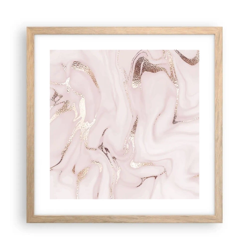 Affiche dans un chêne clair - Poster - Dans un châle rose - 40x40 cm