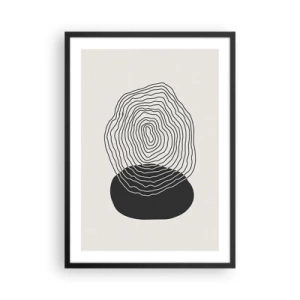 Affiche dans un cadre noir - Poster - Lignes noires créant une forme abstraite sur un fond clair - 50x70cm - Durabilité et oscillation - Décoration murale moderne pour le salon et la chambre ARTTOR