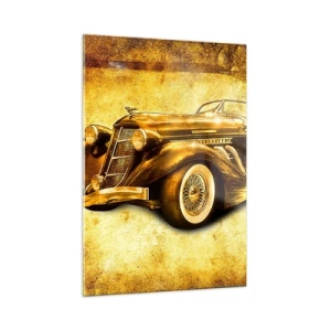 Impression sur verre - Image sur verre - Voiture décapotable vintage sur fond vintage - 50x70cm - L'élite de l'élite - Décoration murale moderne pour le salon et la chambre ARTTOR