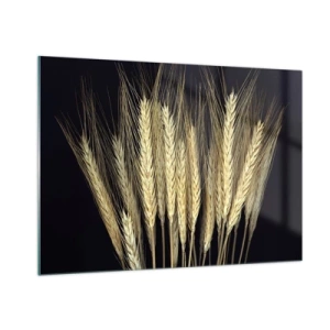 Impression sur verre - Image sur verre - Grain aux tons chauds sur fond noir - 100x70cm - Magie rustique - Décoration murale moderne pour le salon et la chambre ARTTOR