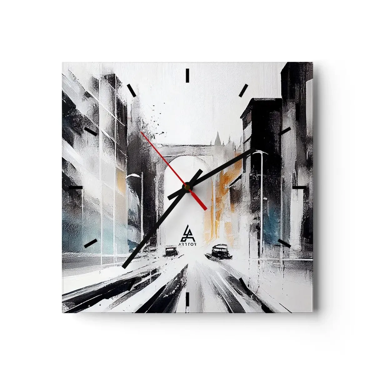 Horloge murale - Pendule murale - Étude de ville : architecture et mouvement - 40x40 cm