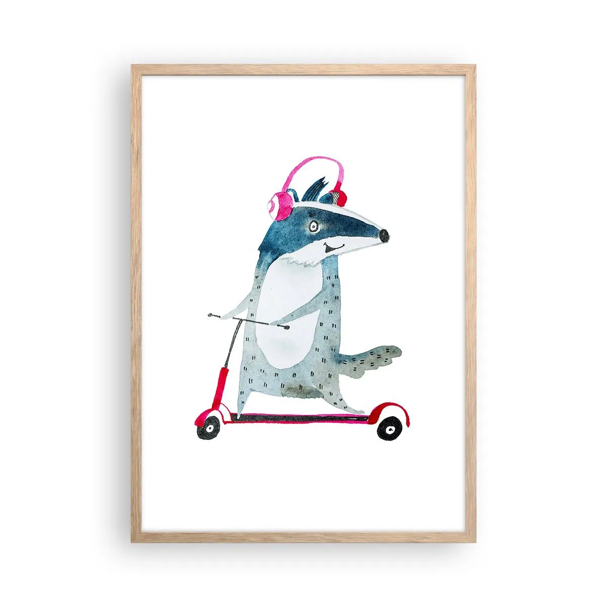 Affiche dans un chêne clair - Poster - La joie du blaireau - 50x70 cm