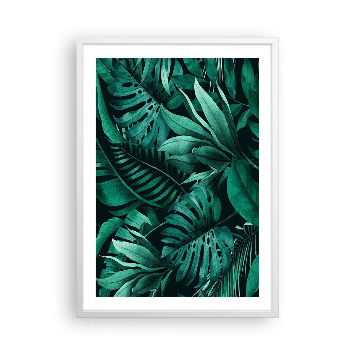 Affiche dans un cadre blanc - Poster - Profondeur du vert tropical - 50x70 cm