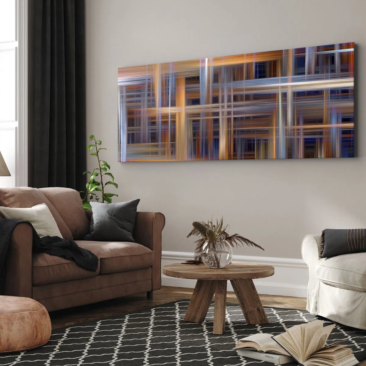 Impression sur toile - Image sur toile - Motifs géométriques abstraits aux couleurs pastel - 140x50cm - Tissé de lumière - Décoration murale moderne pour le salon et la chambre ARTTOR