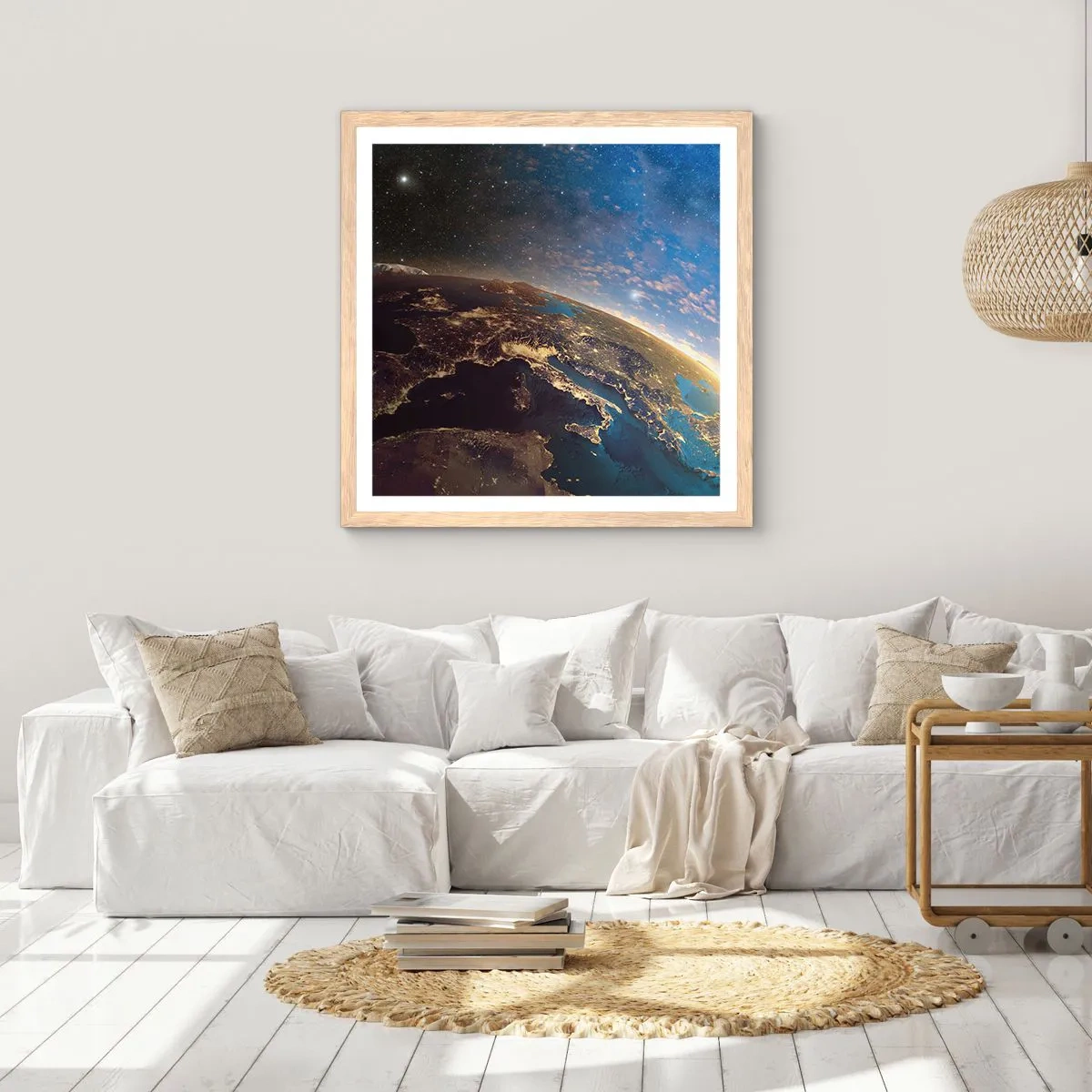 Affiche dans un chêne clair - Poster - Regardons-nous de loin - 40x40 cm