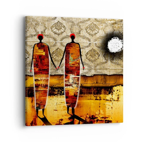 Impression sur toile - Image sur toile - Composition ethnique aux couleurs de l'Afrique - 40x40 cm