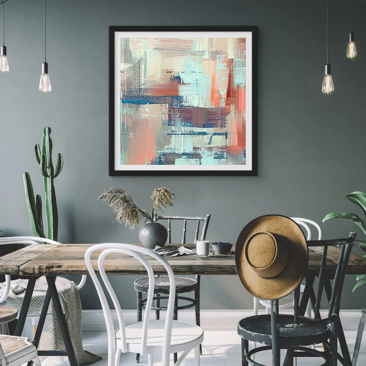 Affiche dans un cadre noir - Poster - Atteindre la lumière - 60x60 cm