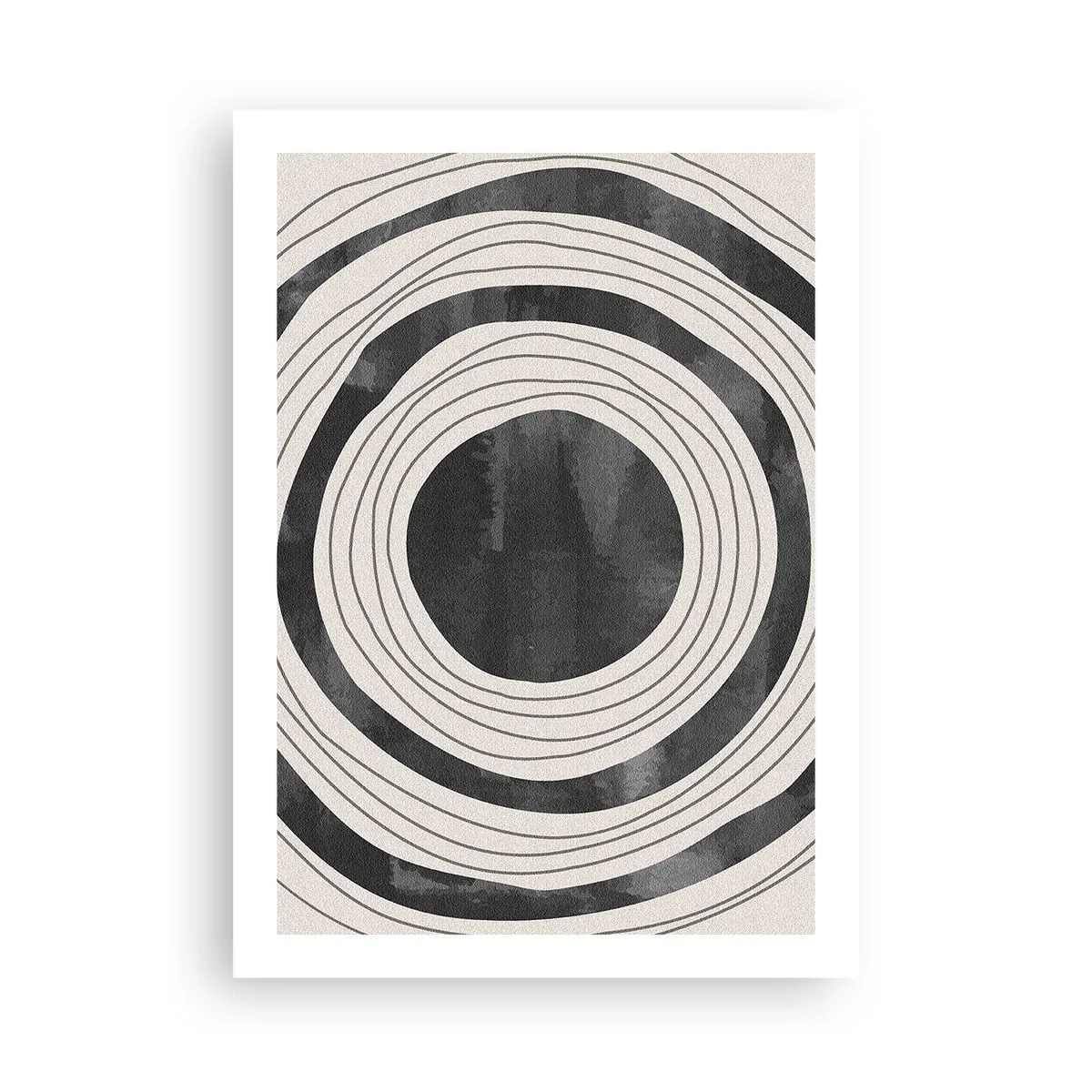 Affiche - Poster - Cercles concentriques abstraits en noir et blanc - 50x70cm - Droit au but - Décoration murale moderne pour le salon et la chambre ARTTOR
