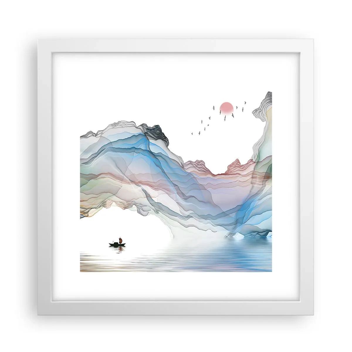 Affiche dans un cadre blanc - Poster - Vers les montagnes de cristal - 30x30 cm