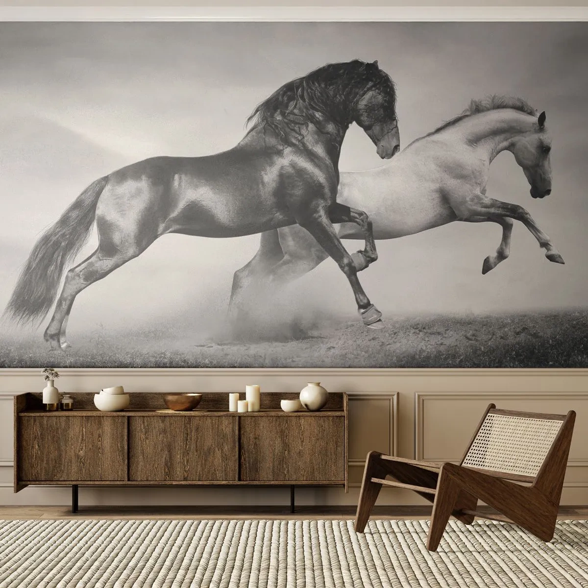 Papier Peint Photo Premium Sand - Anges et démons - Animaux, Les chevaux, Nature - 300x210 cm