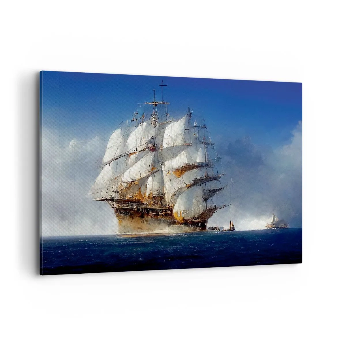 Impression sur toile - Image sur toile - Un voilier en pleine mer sous un ciel bleu - 100x70cm - La grande gloire ! - Décoration murale moderne pour le salon et la chambre ARTTOR