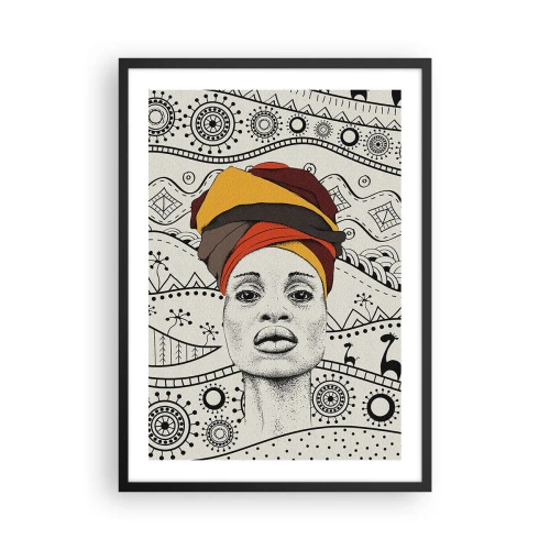 Affiche dans un cadre noir - Poster - patriarche africain - 50x70cm - Portrait Africain - Décoration murale moderne pour le salon et la chambre ARTTOR