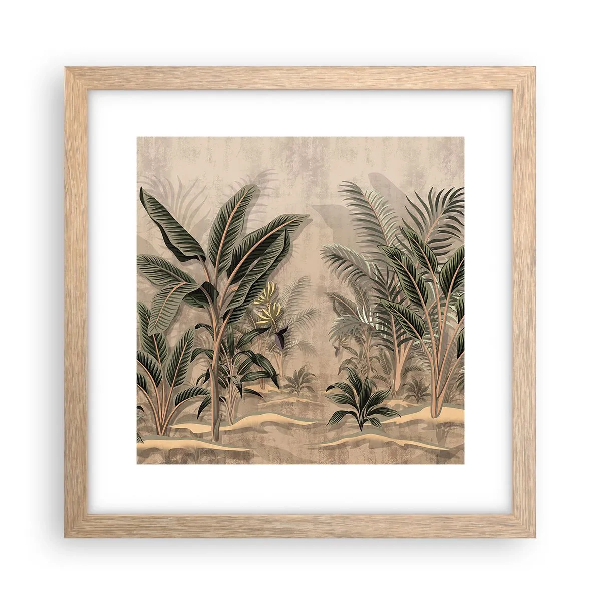 Affiche dans un chêne clair - Poster - Une gravure de style colonial - 30x30 cm