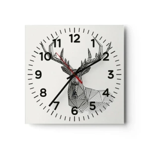 Horloge murale - Pendule murale - Cerf dans un style cubique - 40x40 cm