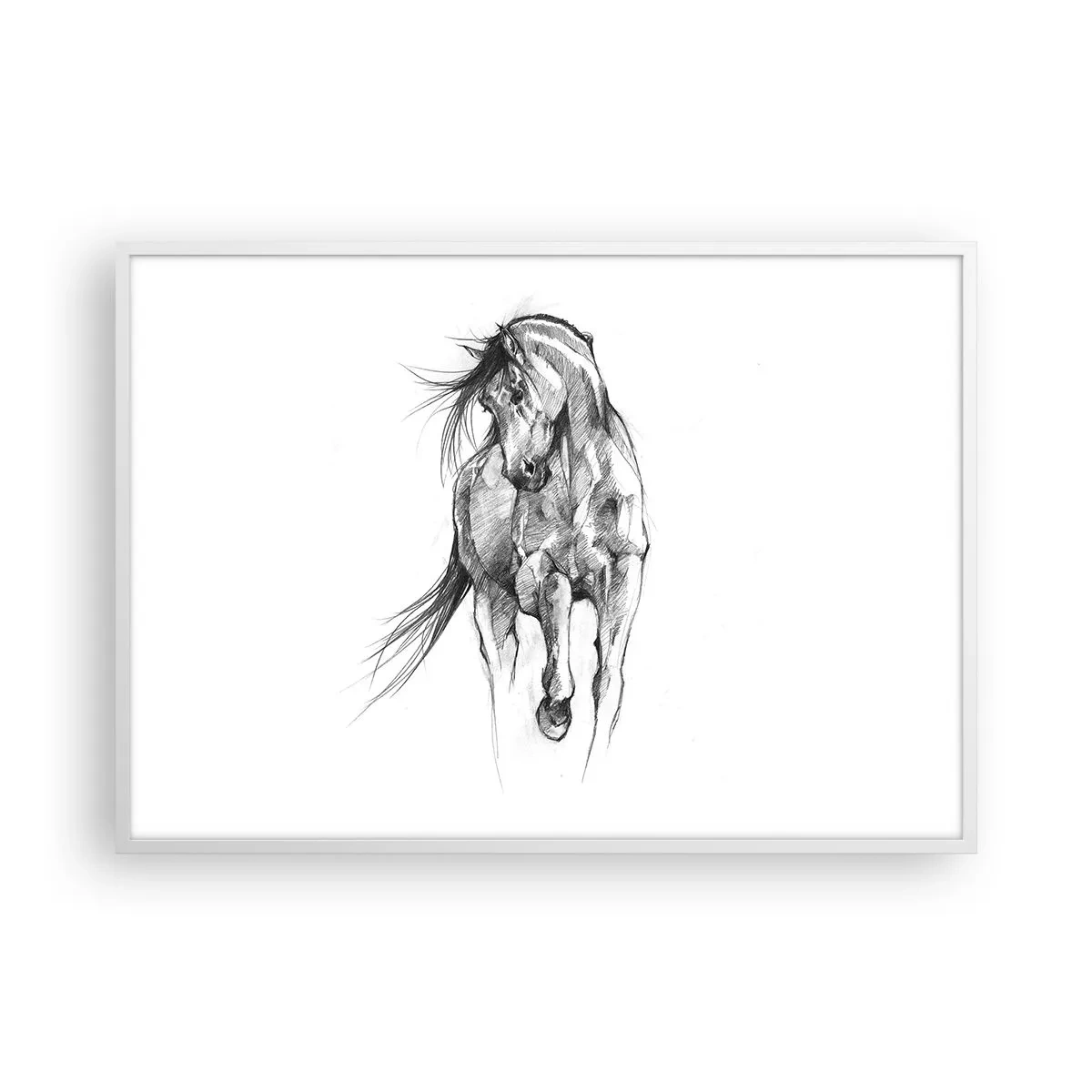 Affiche dans un cadre blanc - Poster - D'un trot gracieux - 100x70 cm
