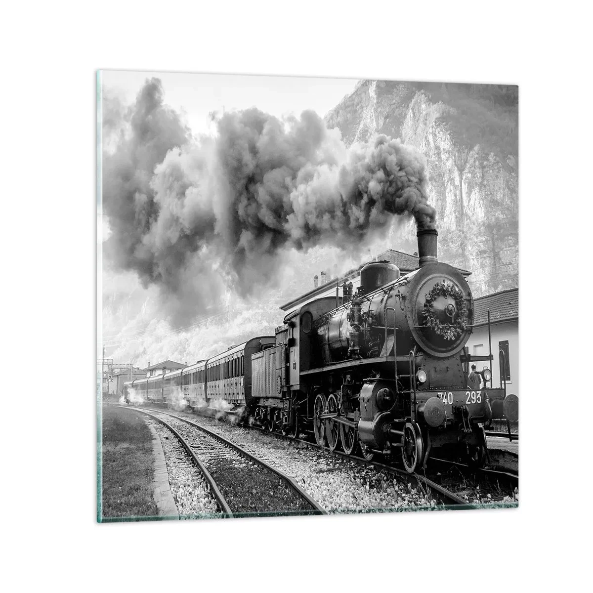 Impression sur verre - Image sur verre - Attend à la gare... - 50x50 cm