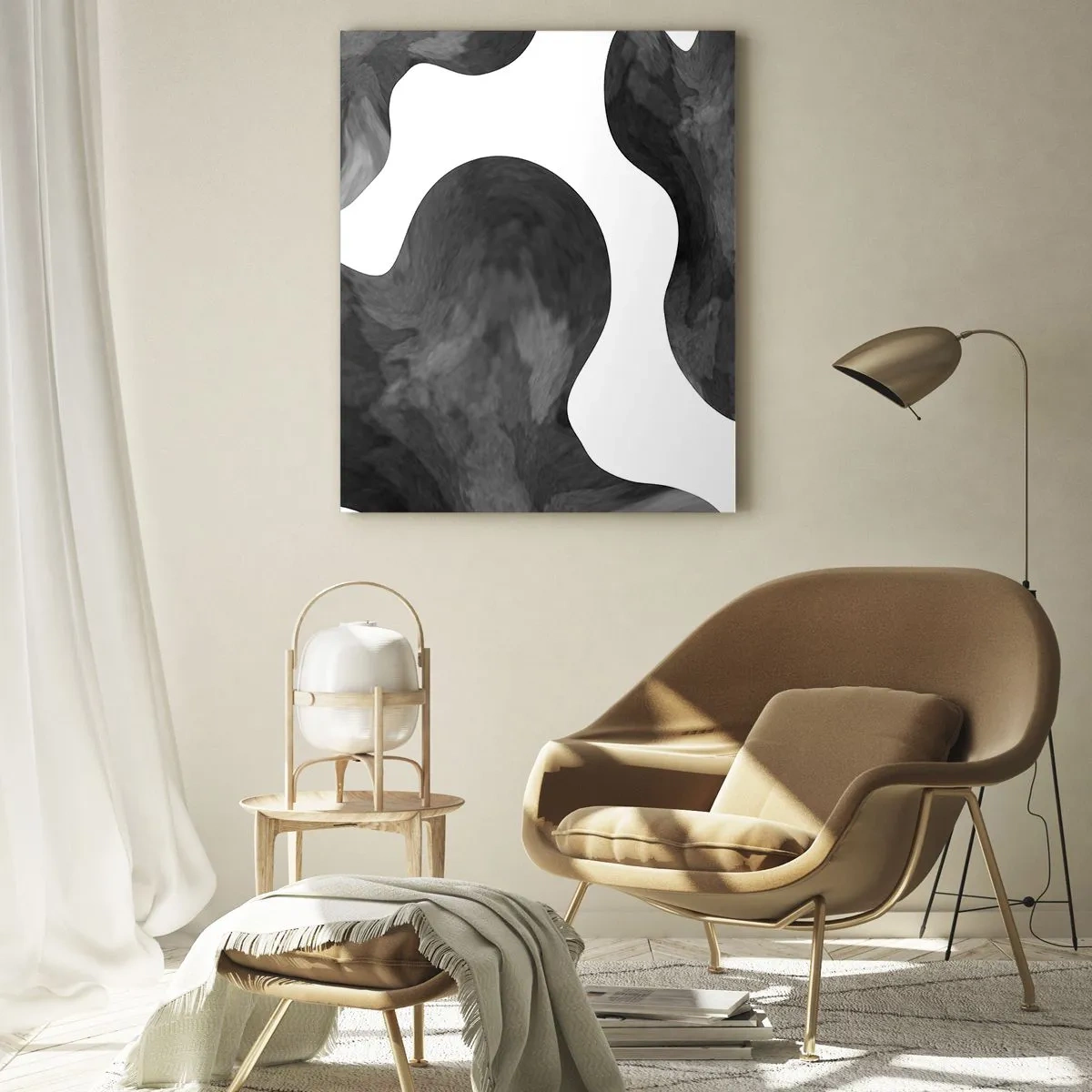 Impression sur verre - Image sur verre - Motif abstrait dans les tons de gris et de blanc - 70x100cm - La route du lait - Décoration murale moderne pour le salon et la chambre ARTTOR