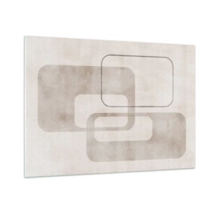 Impression sur verre - Image sur verre - Rectangles beiges minimalistes sur fond clair - 100x70cm - Fugue géométrique - Décoration murale moderne pour le salon et la chambre ARTTOR