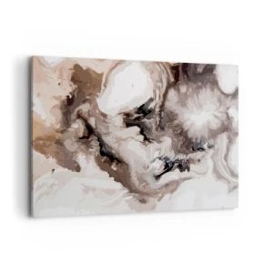 Impression sur toile - Image sur toile - Motif abstrait dans les tons de marron et de blanc - 100x70cm - La naissance d'une galaxie - Décoration murale moderne pour le salon et la chambre ARTTOR