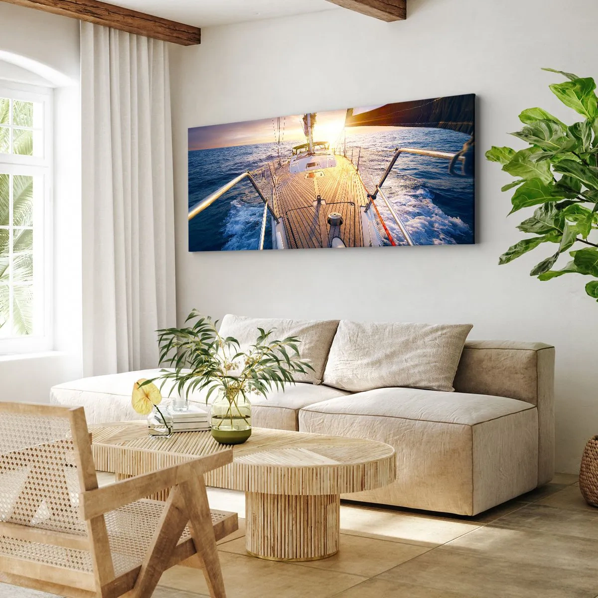Impression sur toile - Image sur toile - Courir sur les vagues - 100x40 cm