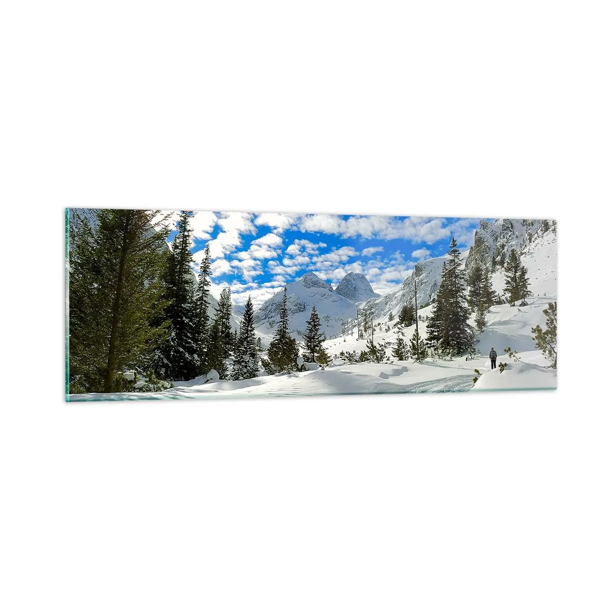 Impression sur verre - Image sur verre - Dans la neige et au soleil - 90x30 cm