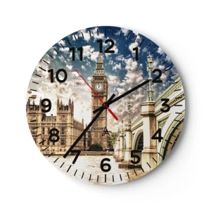Horloge murale - Pendule murale - Nuages ​​de plumes au-dessus de la Tamise - 40x40 cm