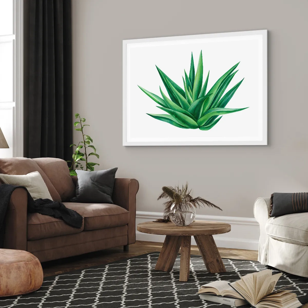 Affiche dans un cadre blanc - Poster - Vert – force – vie - 100x70 cm