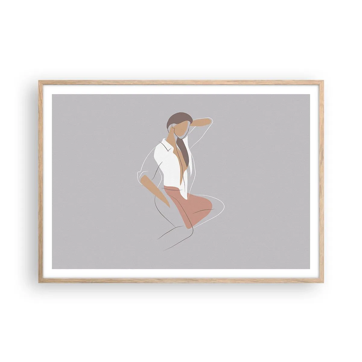Affiche dans un chêne clair - Poster - Contour gracieux - 100x70 cm