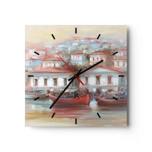 Horloge murale - Pendule murale - Petite ville heureuse - 40x40 cm