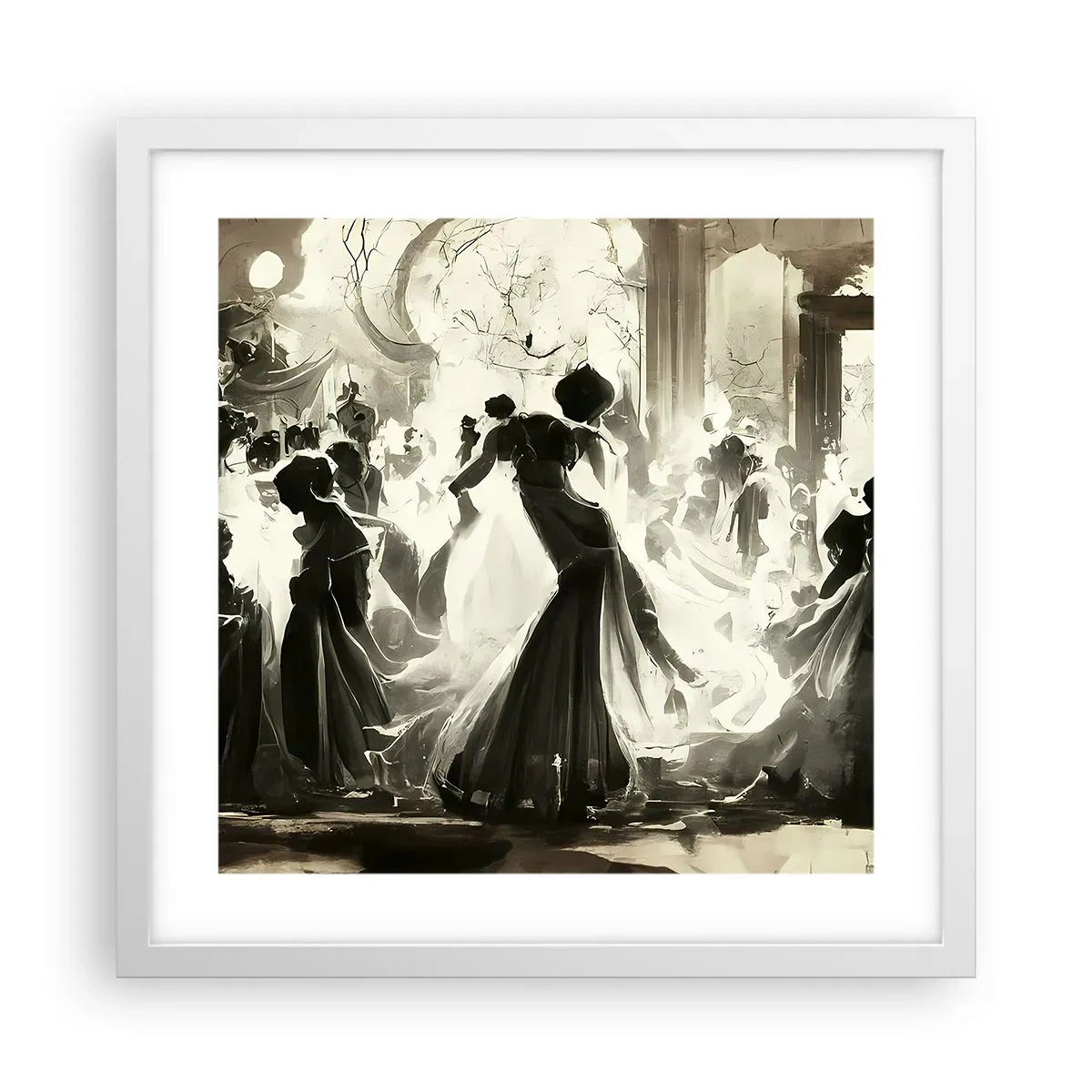 Affiche dans un cadre blanc - Poster - La grande mascarade - 40x40 cm