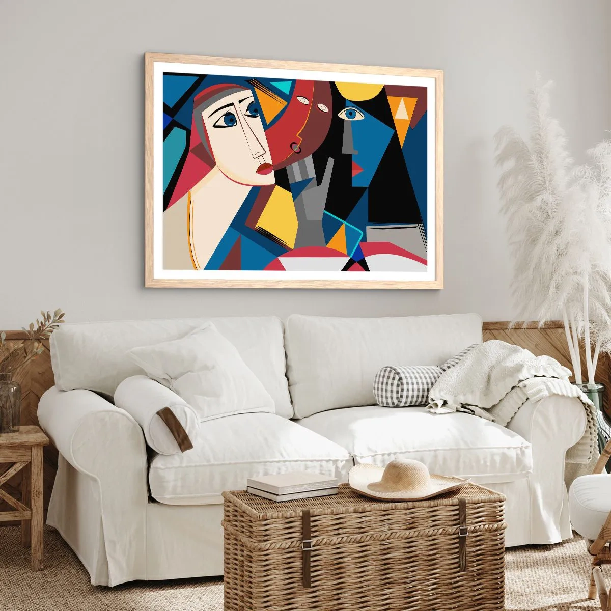 Affiche dans un chêne clair - Poster - Une conversation entre cubistes - 70x50 cm