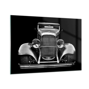 Impression sur verre - Image sur verre - Vue frontale d'une voiture rétro vintage - 100x70cm - Un vrai gentleman - Décoration murale moderne pour le salon et la chambre ARTTOR