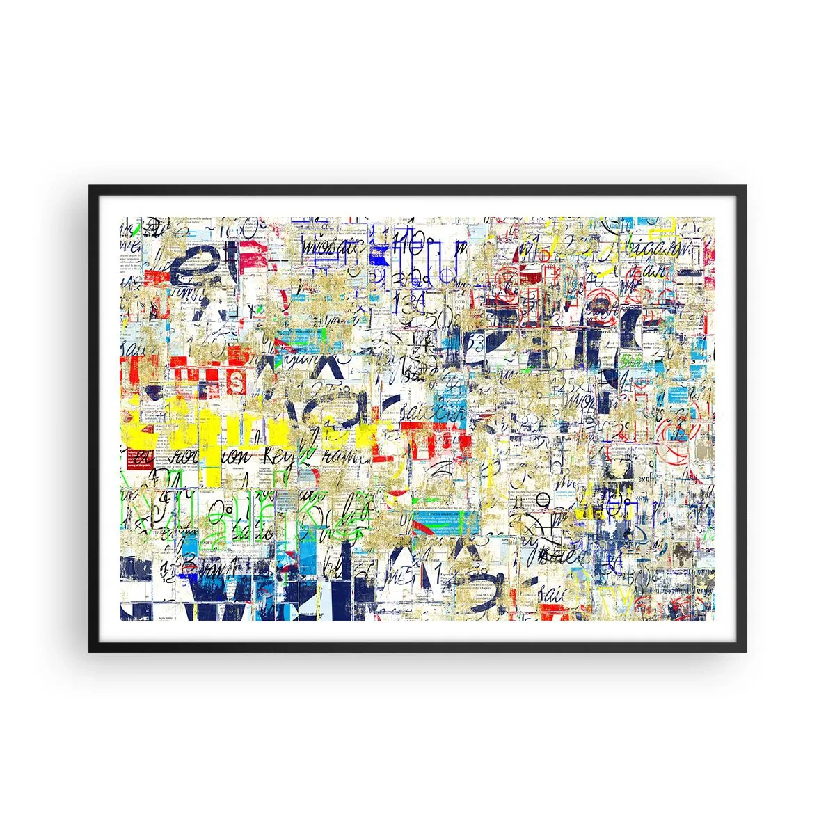 Affiche dans un cadre noir - Poster - Graffiti abstrait avec inscriptions et motifs colorés - 100x70cm - Ca fait juste plaisir aux yeux - Décoration murale moderne pour le salon et la chambre ARTTOR