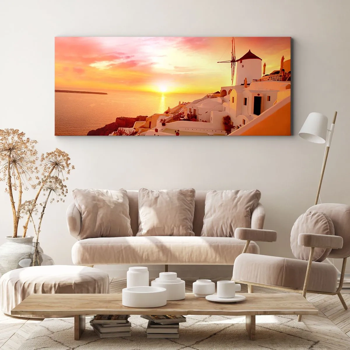 Impression sur toile - Image sur toile - Fondre en blanc et or - 90x30 cm