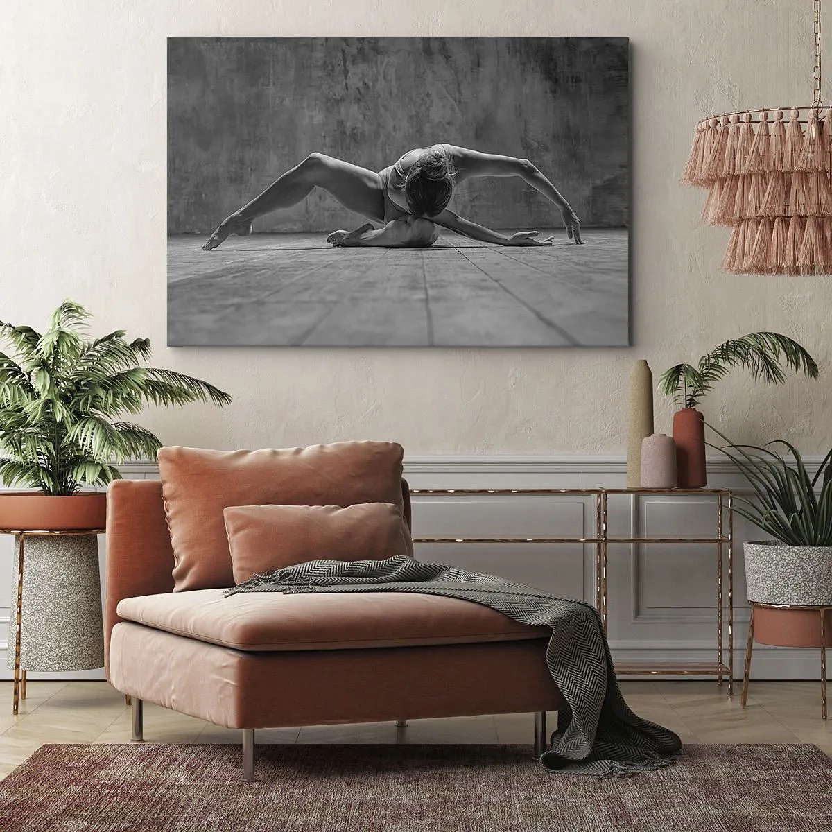 Impression sur toile - Image sur toile - Une danseuse dans une pose artistique - 70x50cm - Symétrie trouvée - Décoration murale moderne pour le salon et la chambre ARTTOR