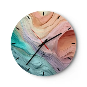 Horloge murale - Pendule murale - Couches colorées ressemblant à un paysage martien - 30x30cm - Vague arc-en-ciel - Décoration murale moderne pour le salon, la cuisine et la chambre ARTTOR