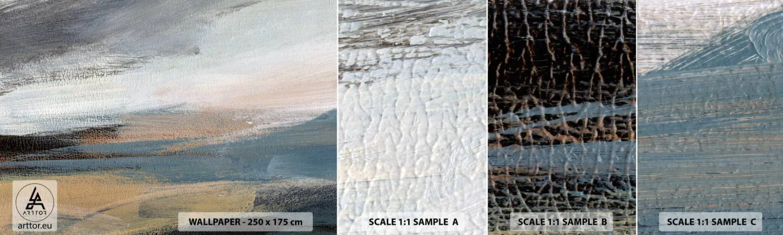 Échantillon de Papier Peint Autocollant Deluxe Sticker - Abstraction : paysage nordique - Morceau, Abstraction, Minimalisme - 100x30 cm