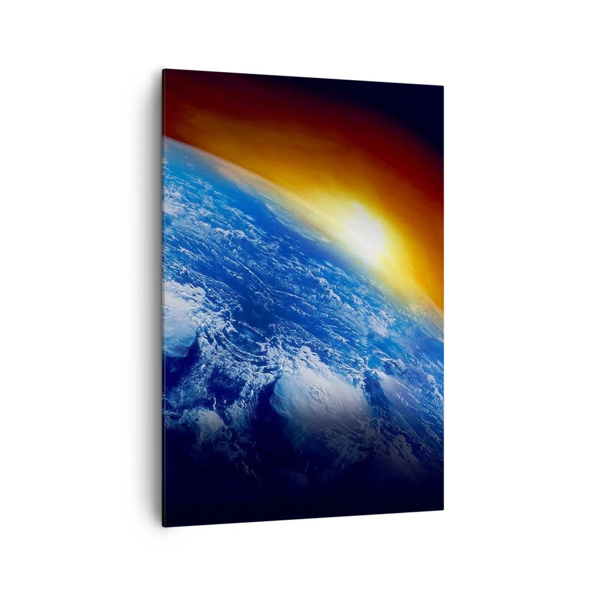 Impression sur toile - Image sur toile - Vue de la Terre depuis l'espace au coucher du soleil - 70x100cm - Lever de soleil sur la planète bleue - Décoration murale moderne pour le salon et la chambre ARTTOR