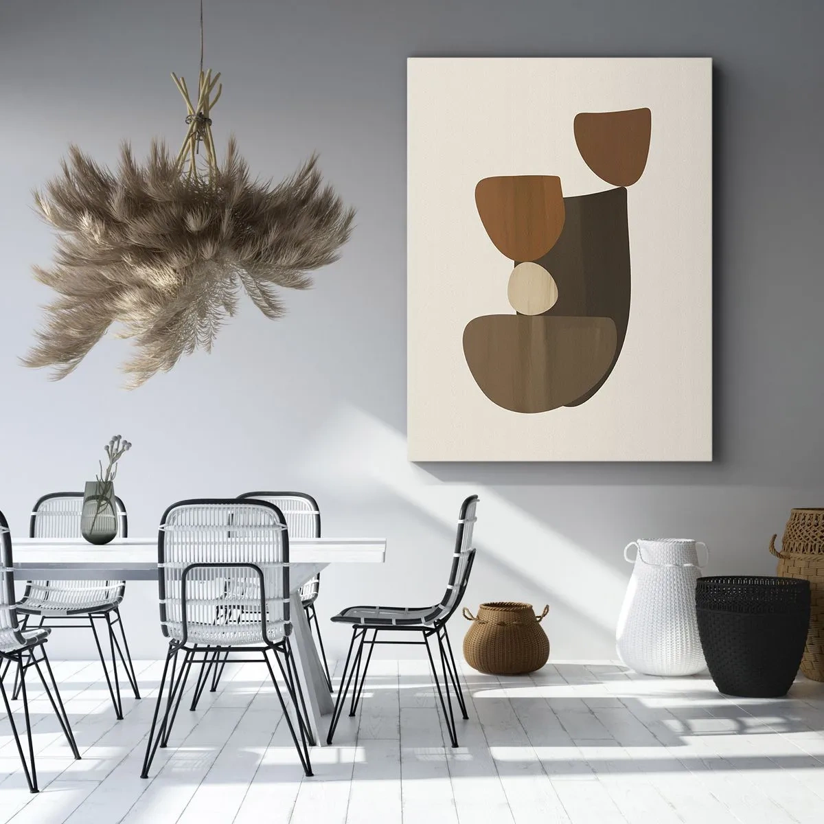 Impression sur toile - Image sur toile - Composition abstraite dans les tons marron et beige - 80x120cm - Composition de marrons - Décoration murale moderne pour le salon et la chambre ARTTOR