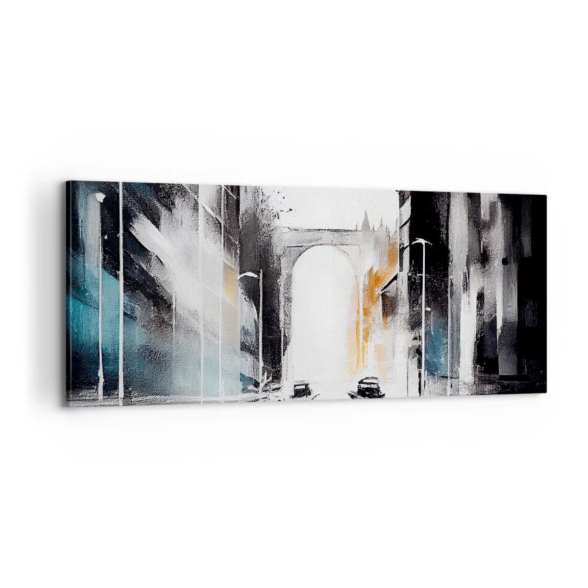 Impression sur toile - Image sur toile - Étude de ville : architecture et mouvement - 100x40 cm