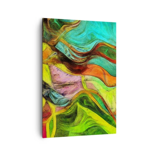 Impression sur toile - Image sur toile - Une composition abstraite avec des taches colorées et des lignes dynamiques. - 70x100cm - Le mouvement c'est la vie - Décoration murale moderne pour le salon et la chambre ARTTOR